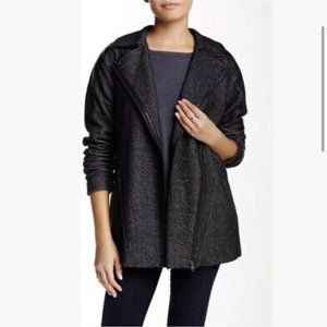 Michael Stars Leather Trim Black Tweed Moto Jacket (XS)